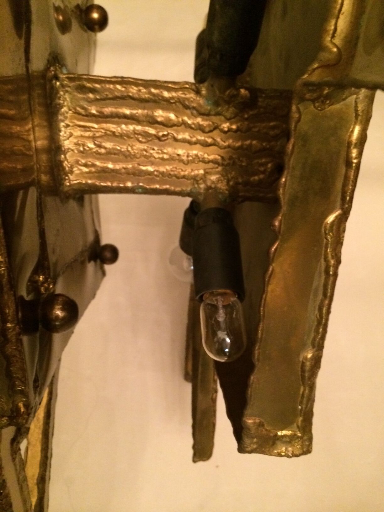 Brutalist sculptural wall lamp by Paul Moerenhout