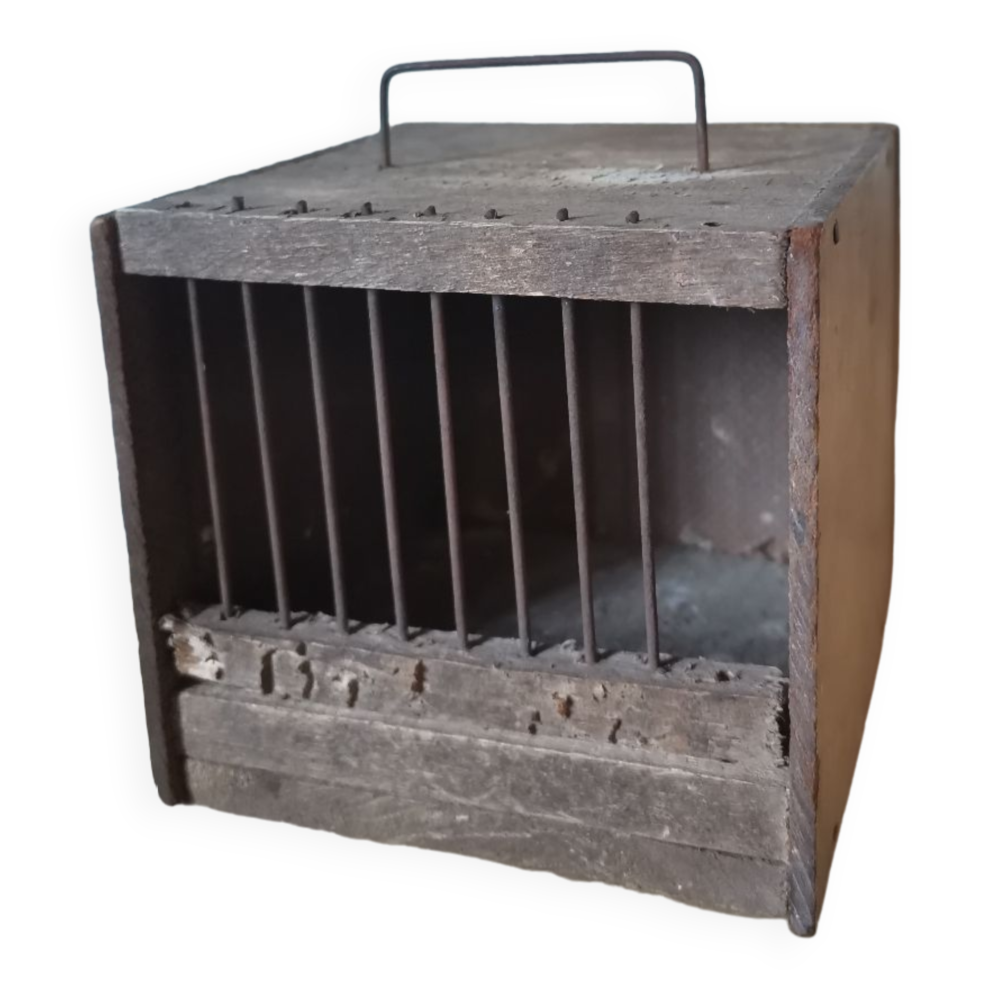 Bird cage, vintage rustic mouse cabinet curiosity
