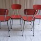 Suite de 4 chaises en formica rouge