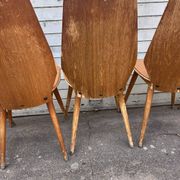 (Lot) 5 vintage wooden chairs attributed to Baumann (to be restored)