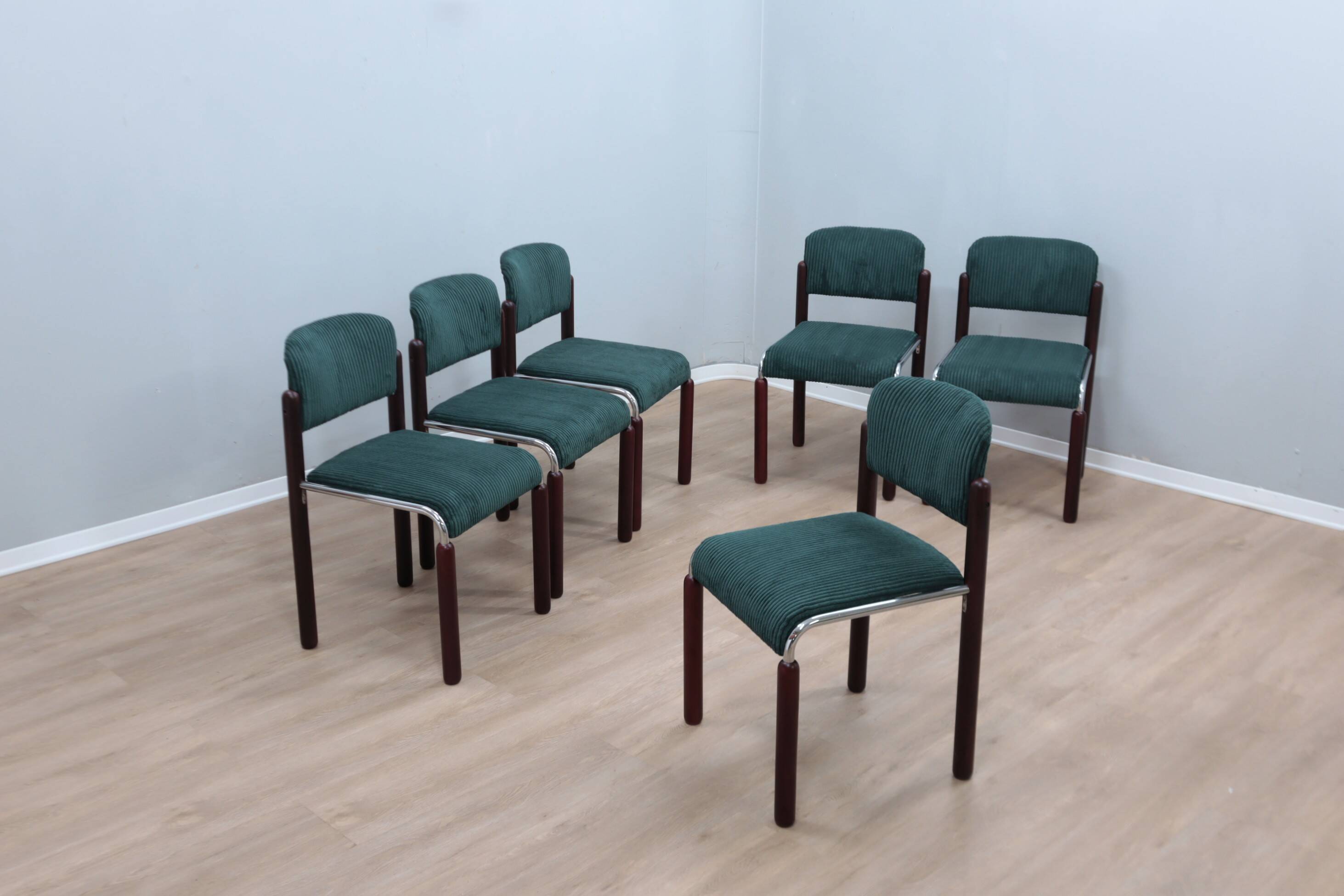 Vintage chrome and wood tubular chairs 1970s