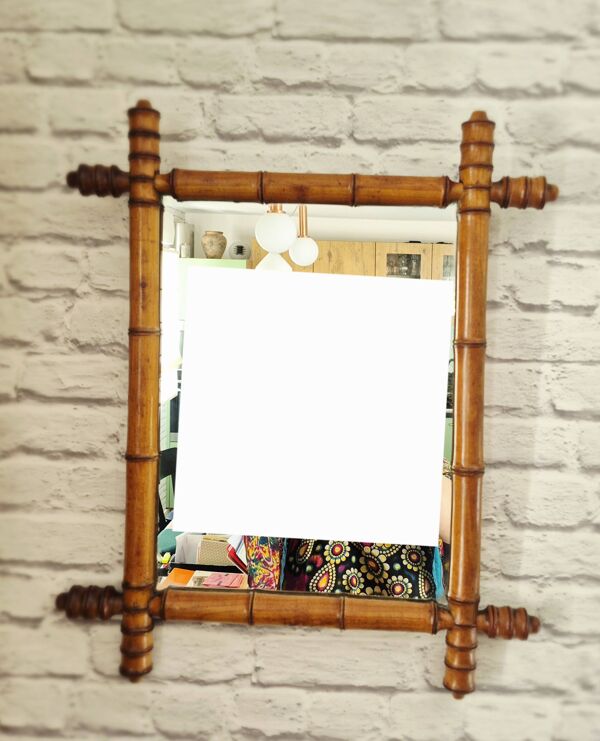 Miroir bambou belle époque vintage