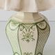 Spanish Revival Table Lamp in Green Ivory Crackle Ceramic, New Linen Shade