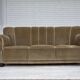 1960s, Danish 3-seater sofa, green furniture velour, oak wood legs.