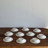 Set of 10 small soup plates with blue flower frieze pattern