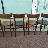 Set of 8 wooden bistrot bar chairs - vintage