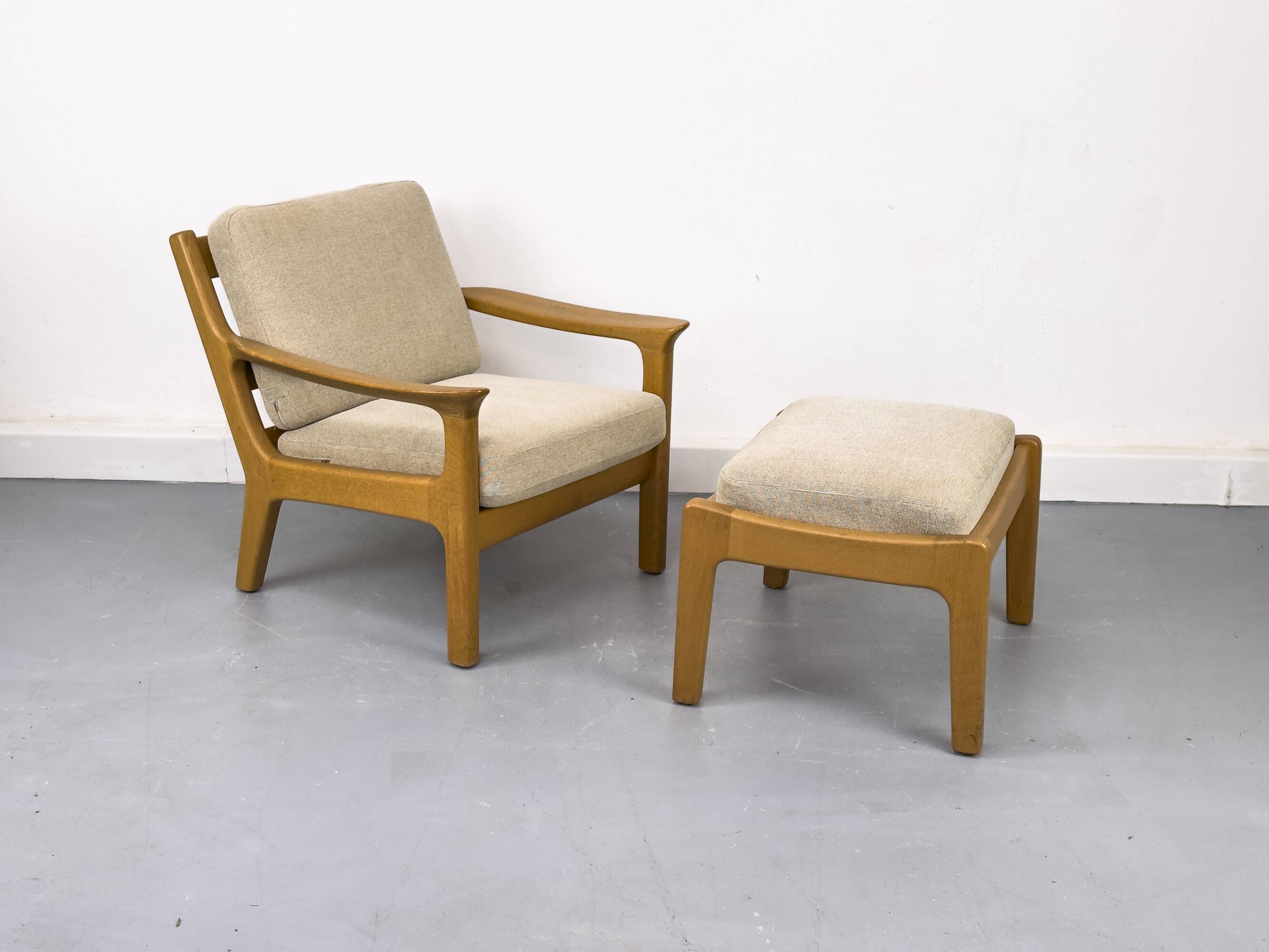 Danish Oak Lounge Chair and Ottoman by Juul Kristensen