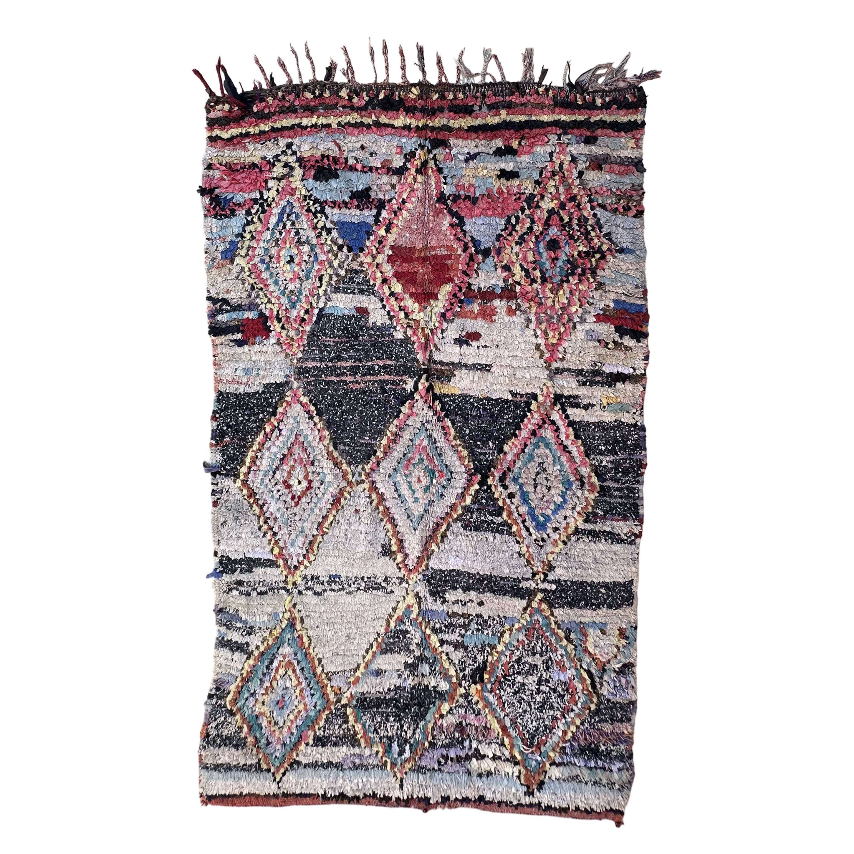 Tapis Marocain Boucherouite coloré - 159 x 265 cm
