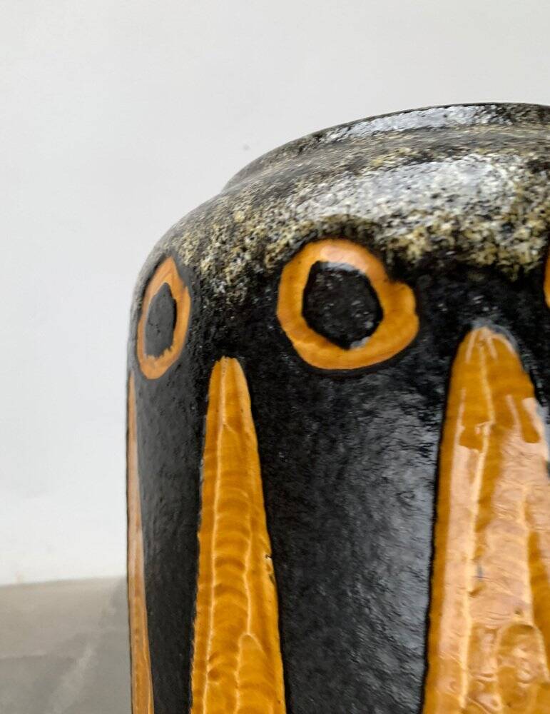 Brutalist sun vase in West German pottery WGP from the mid-century by Scheurich, 1960s.