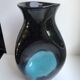 free-form design vase in black and blue ceramic from the 70s