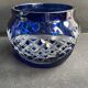 Cobalt blue overlay cut crystal vase