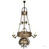 Antique medieval wrought iron chandelier from a German castle.