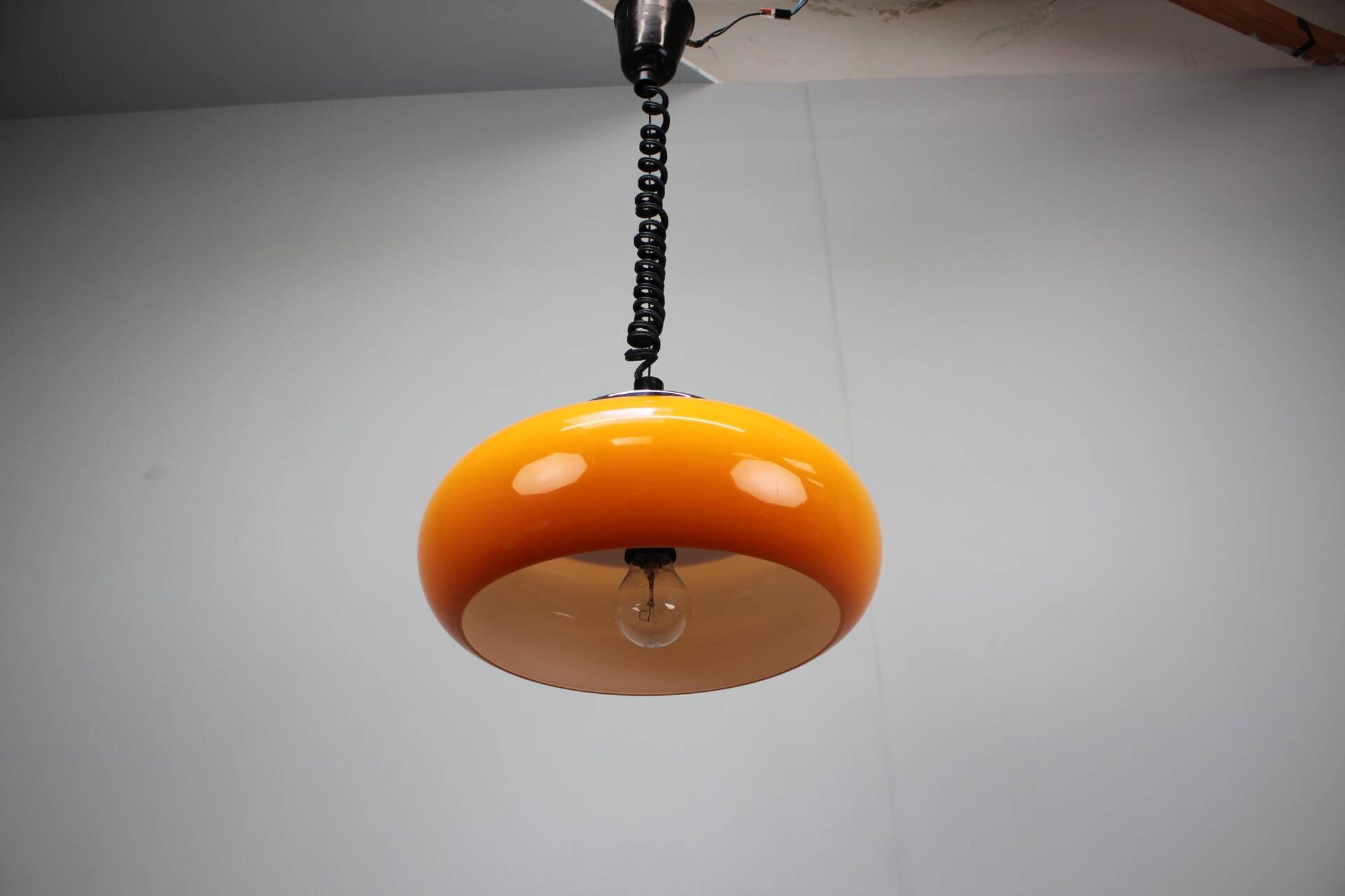 Suspension Harvey Guzzini Orange Space Age, Italy, 1970s