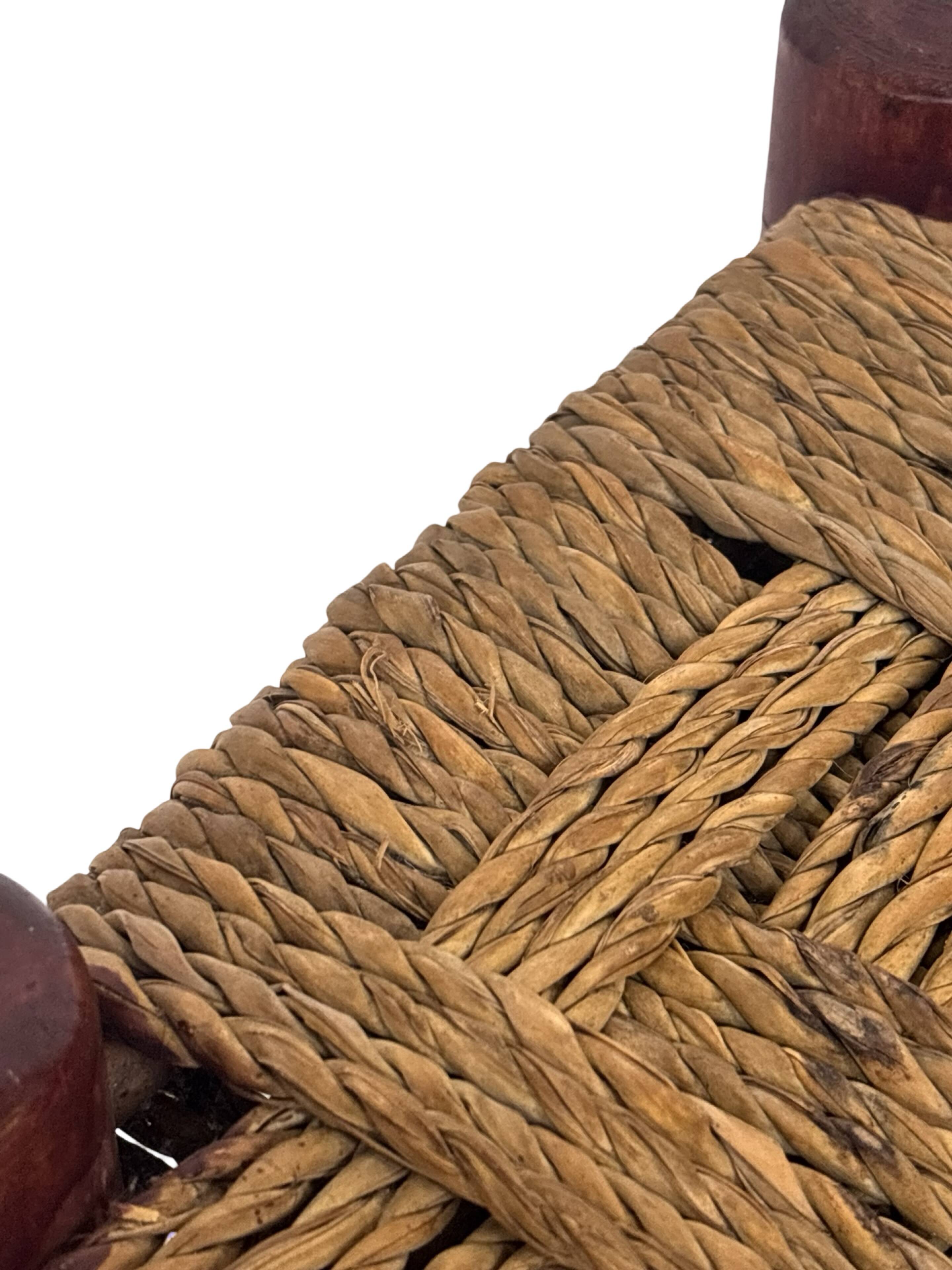 Vintage Footstool wood and rope, 1960s