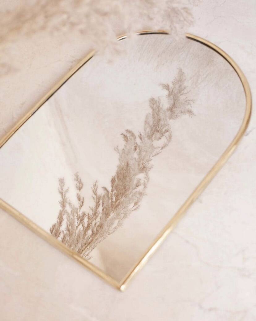 Miroir arche en laiton doré - Miroir marocain fait main, miroir mural arche