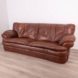 Vintage sofa from the 70s in genuine brown leather italian design