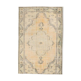 Classic faded yellow oushak rug 269x176cm