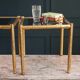 Bamboo brass and smoked glass trio of tables