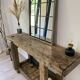 Établi en bois industriel vintage, meuble de métier