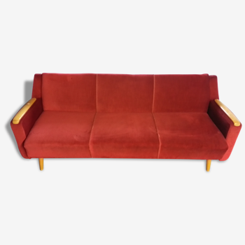 Canapé convertible Daybed sofa années 50/60 rouge cliclac