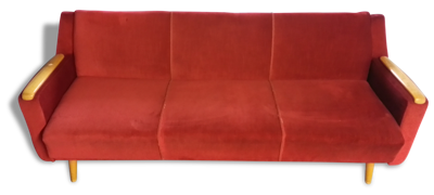 Canapé convertible Daybed sofa années 50/60 rouge cliclac