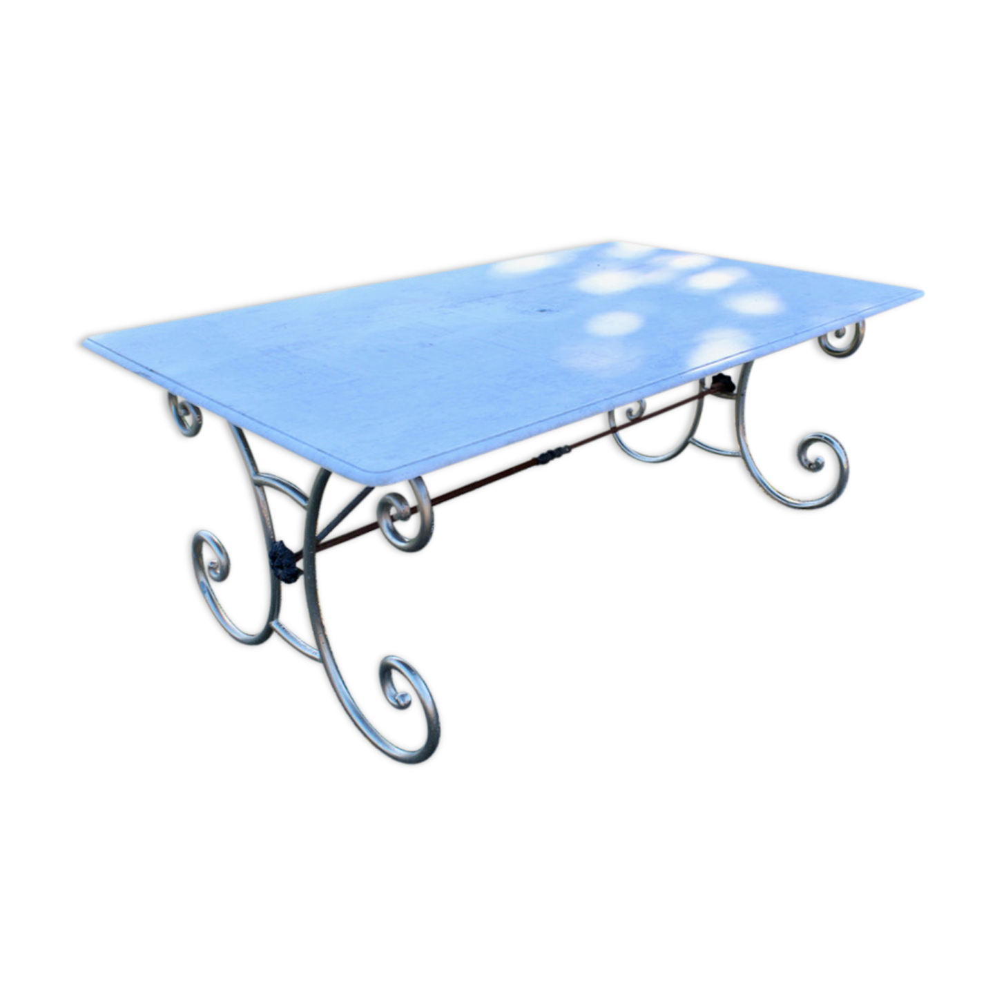 Table Dessus Marbre De Carrare Piètement Fer Forgé