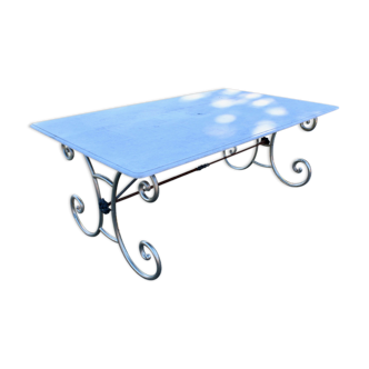 Table Top Carrara marble base wrought iron