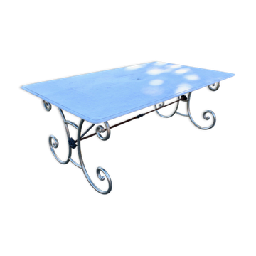 Table Dessus Marbre De Carrare Piètement Fer Forgé