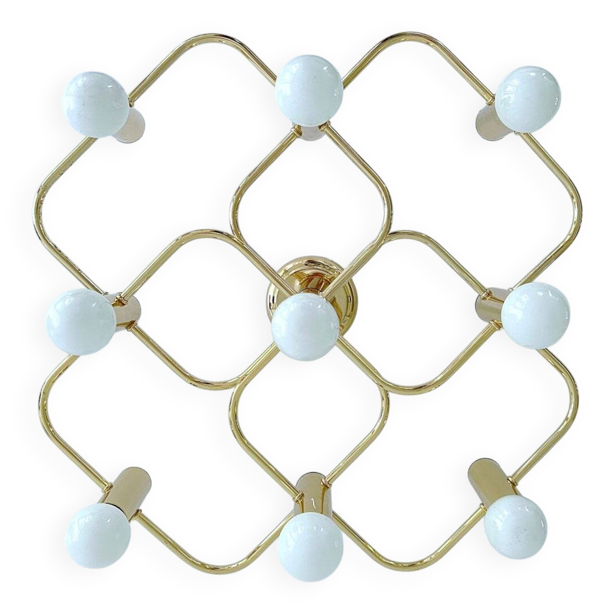 Large Space Age gilded ceiling light from Leola