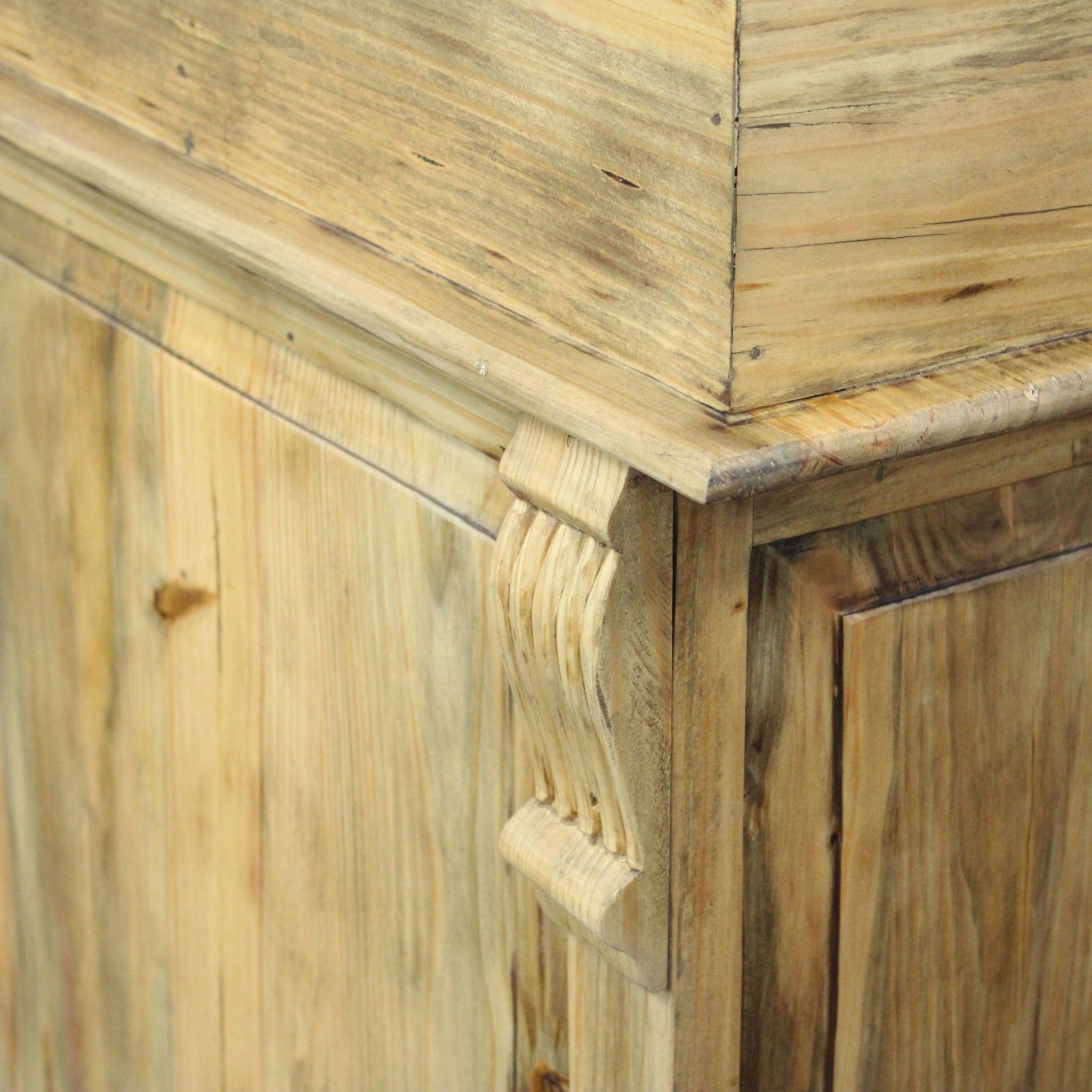 Industrial style bar counter in solid wood and metal top 180cm