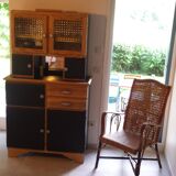 Mado sideboard in wood, marble and copper, restored