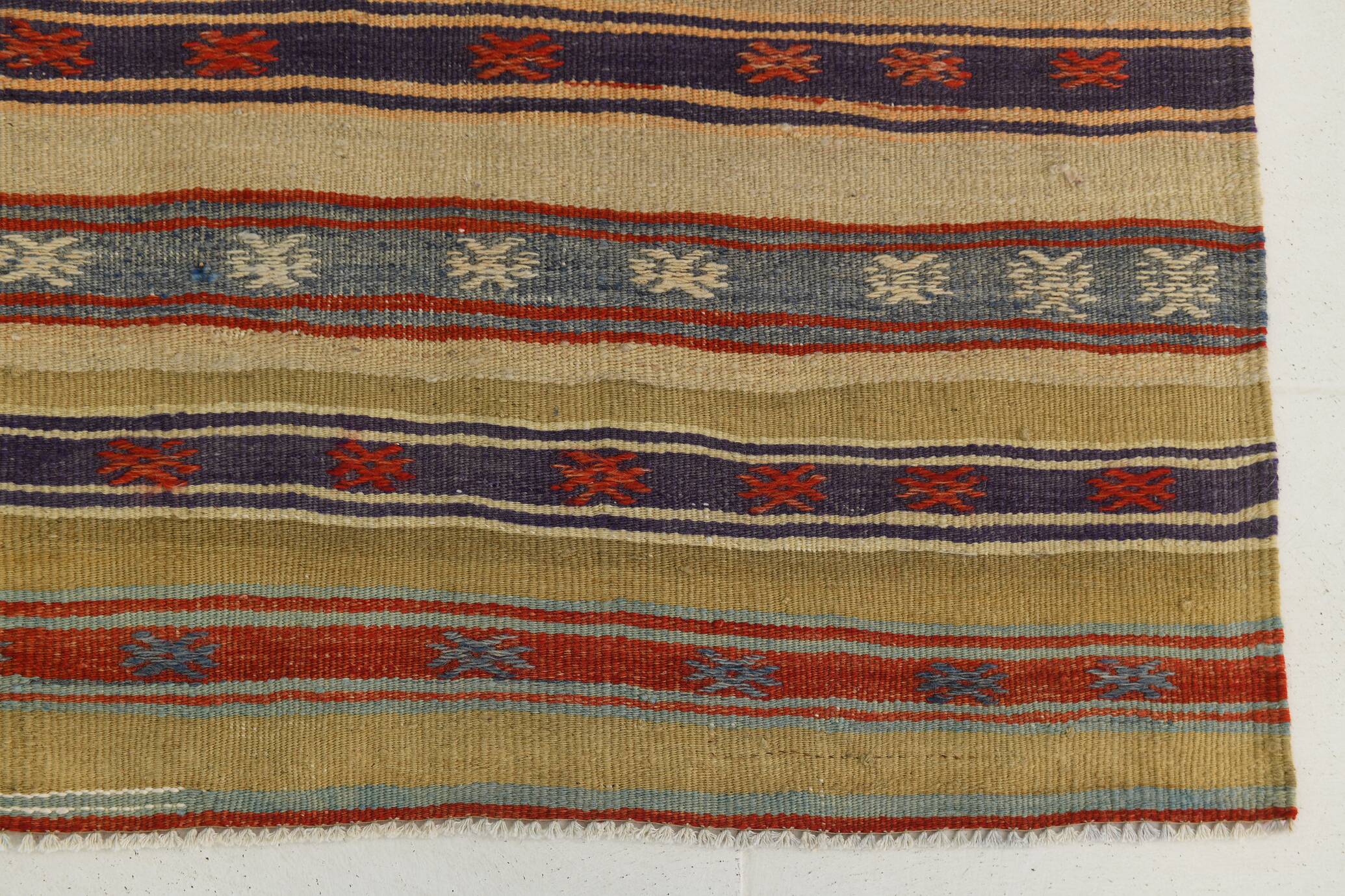 Red & Cream Striped Kilim Rug, 150x260Cm