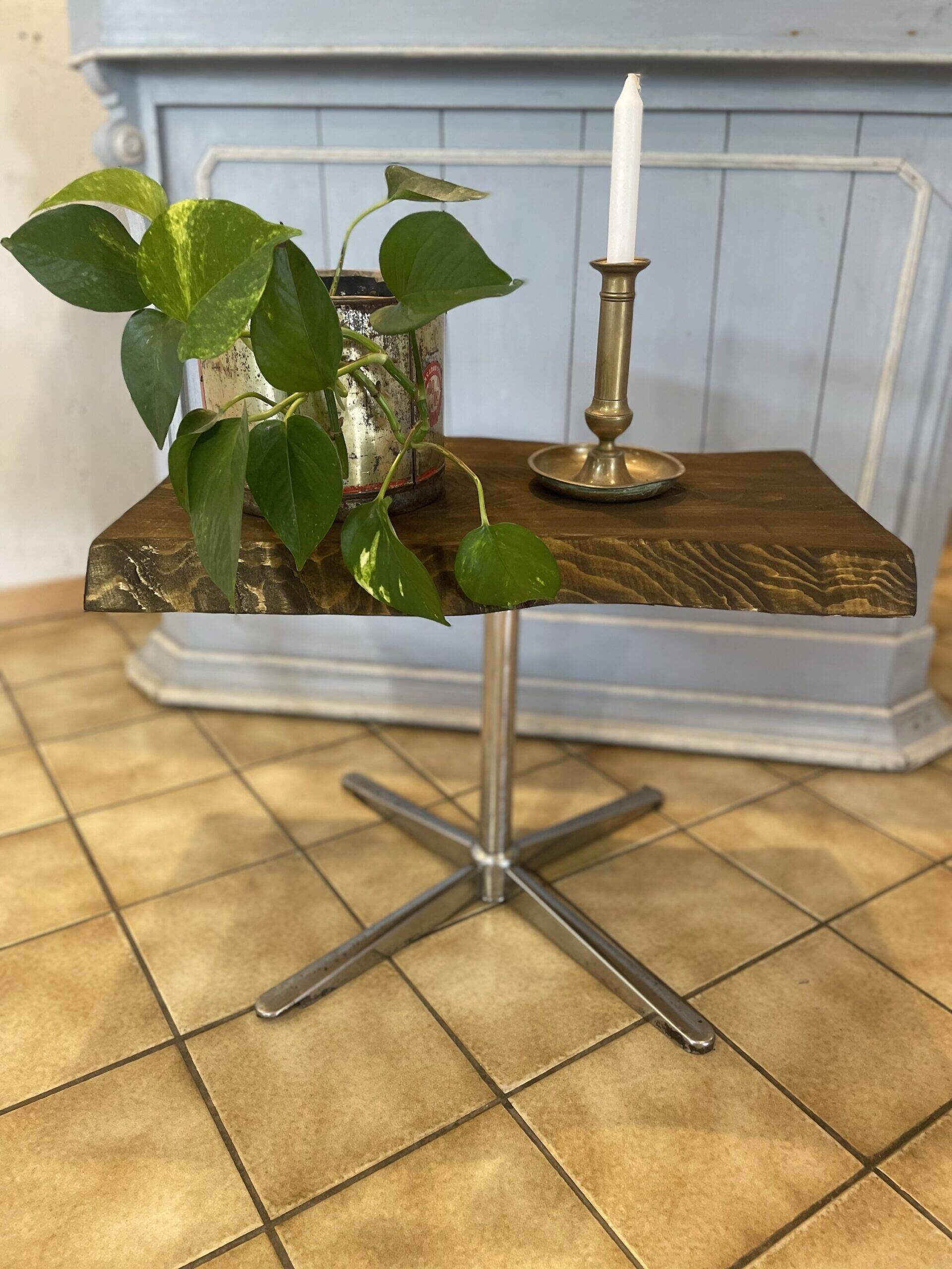 Wood and metal side table