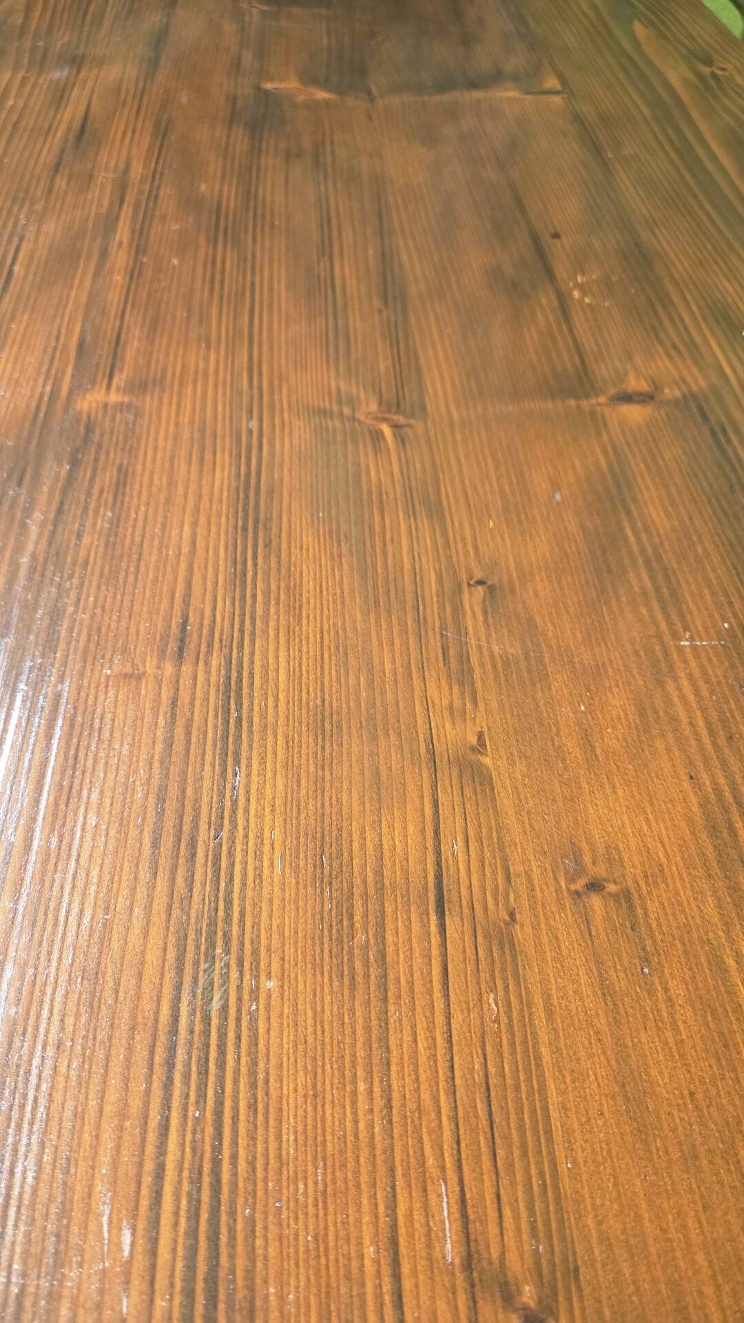 Large vintage table in solid pine, rustic brutalist, 70"