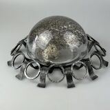 60s 70s Brutalist wall lamp or ceiling lamp made of iron & glass design