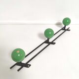 Coat rack hooks balls green wood
