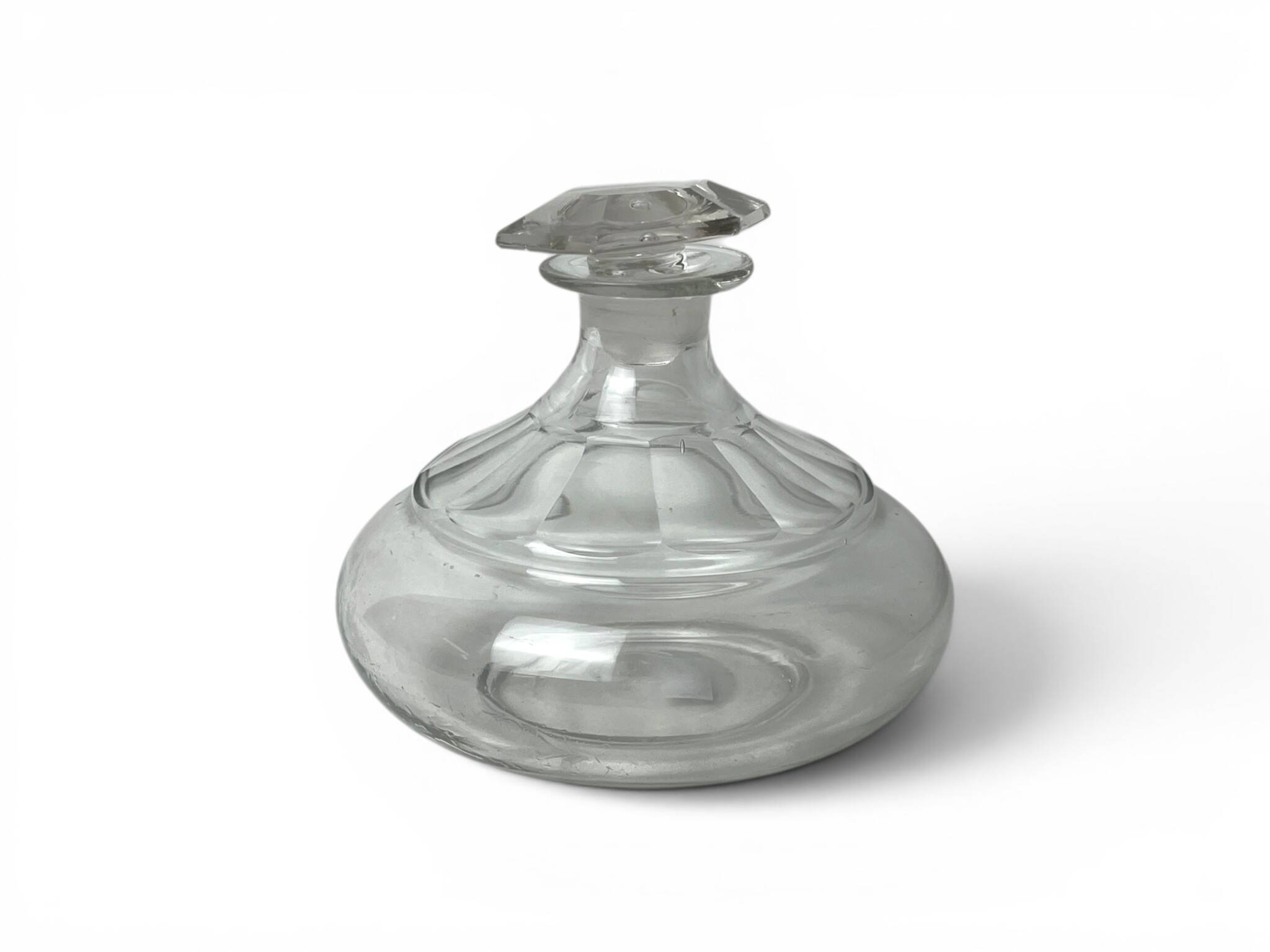 Faceted glass carafe with stopper from Italy circa 1950.