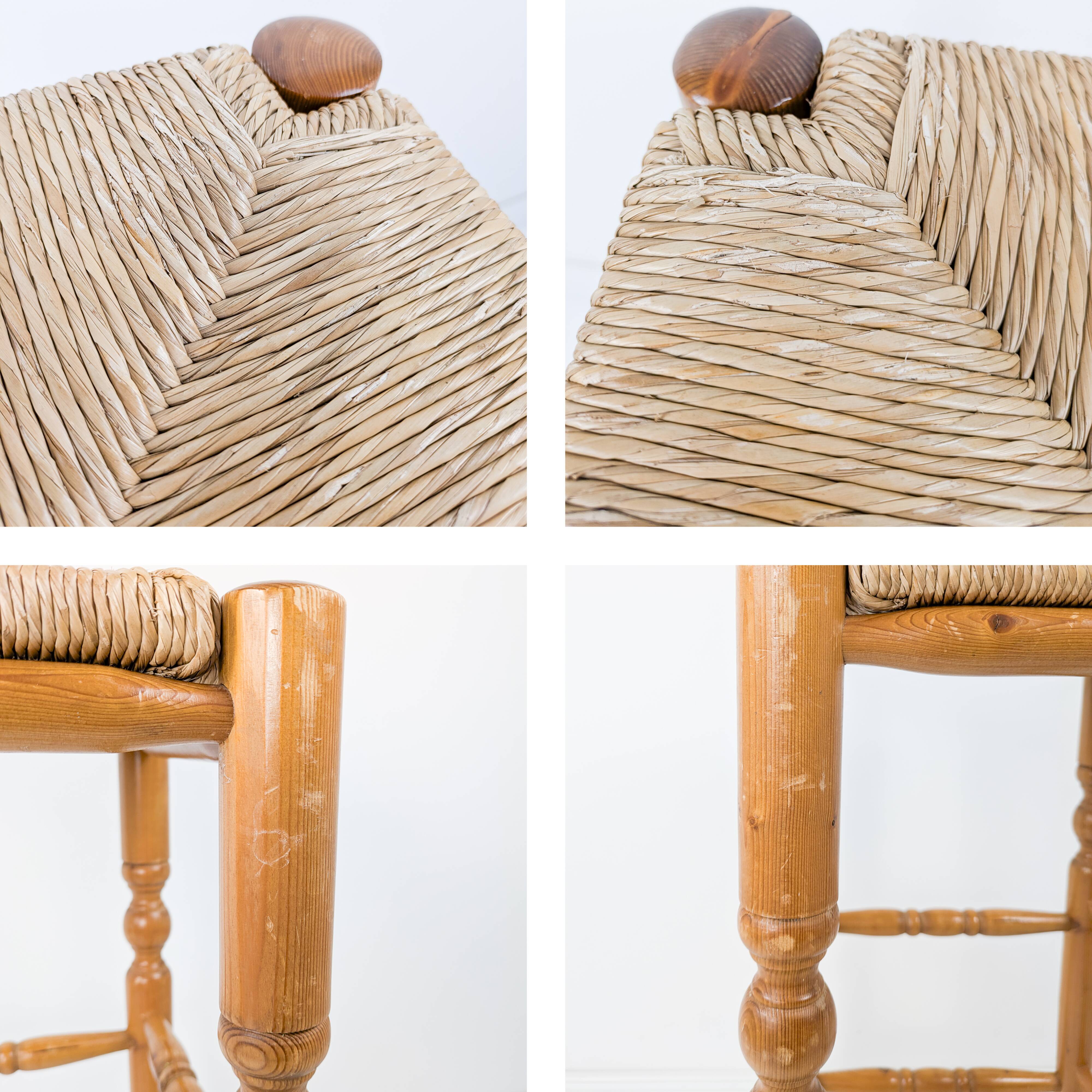 Tabouret de bar Mid Century Tabouret rustique Vintage Jonc tressé Jonc Tabo