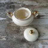 Villeroy & Boch Mettlach ivory and gold sugar bowl