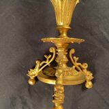 Cornet vase in gilded bronze and engraved crystal