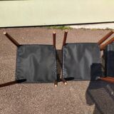 Ensemble de 4 chaises scandinaves teck cuir noire