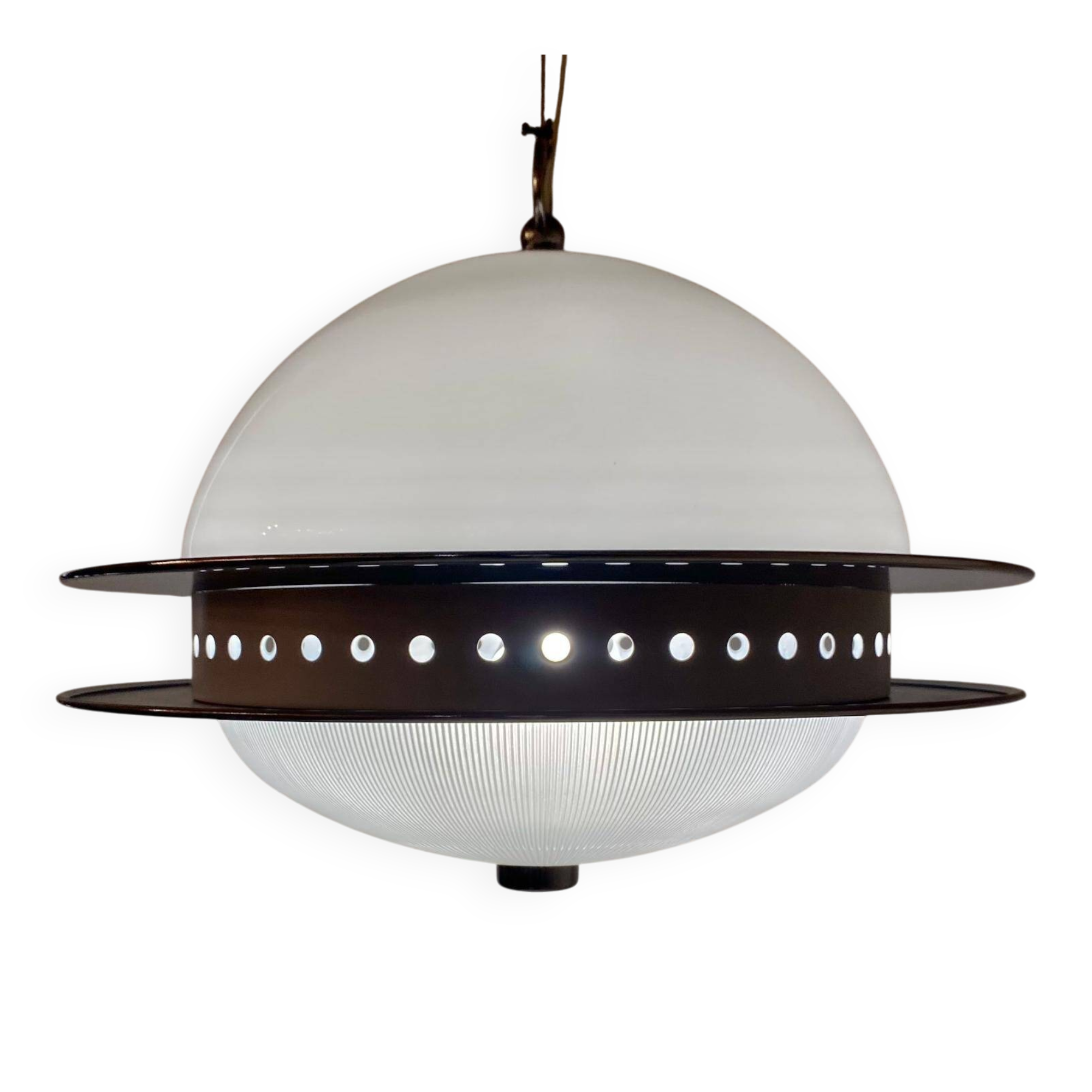 Space Age Design Pendant in Glass, Crystal and Metal