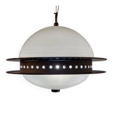 Space Age Design Pendant in Glass, Crystal and Metal