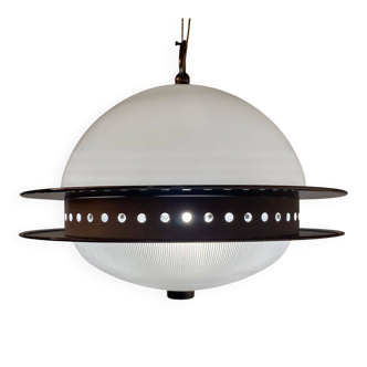 Space Age Design Pendant in Glass, Crystal and Metal