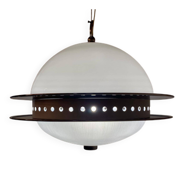 Space Age Design Pendant in Glass, Crystal and Metal