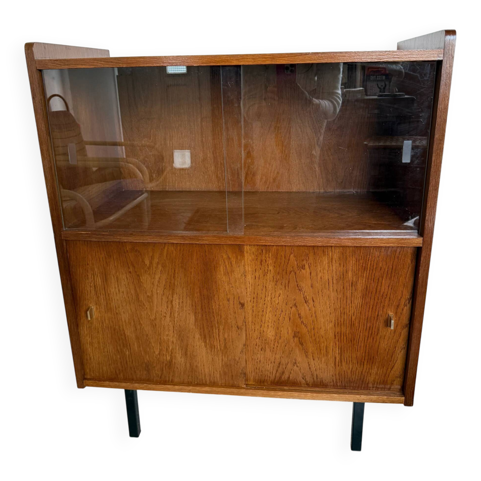 Buffet vaisselier vintage placage chêne