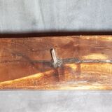 Coat rack 3 hooks in carved teak / 2 back hooks for wall hanging