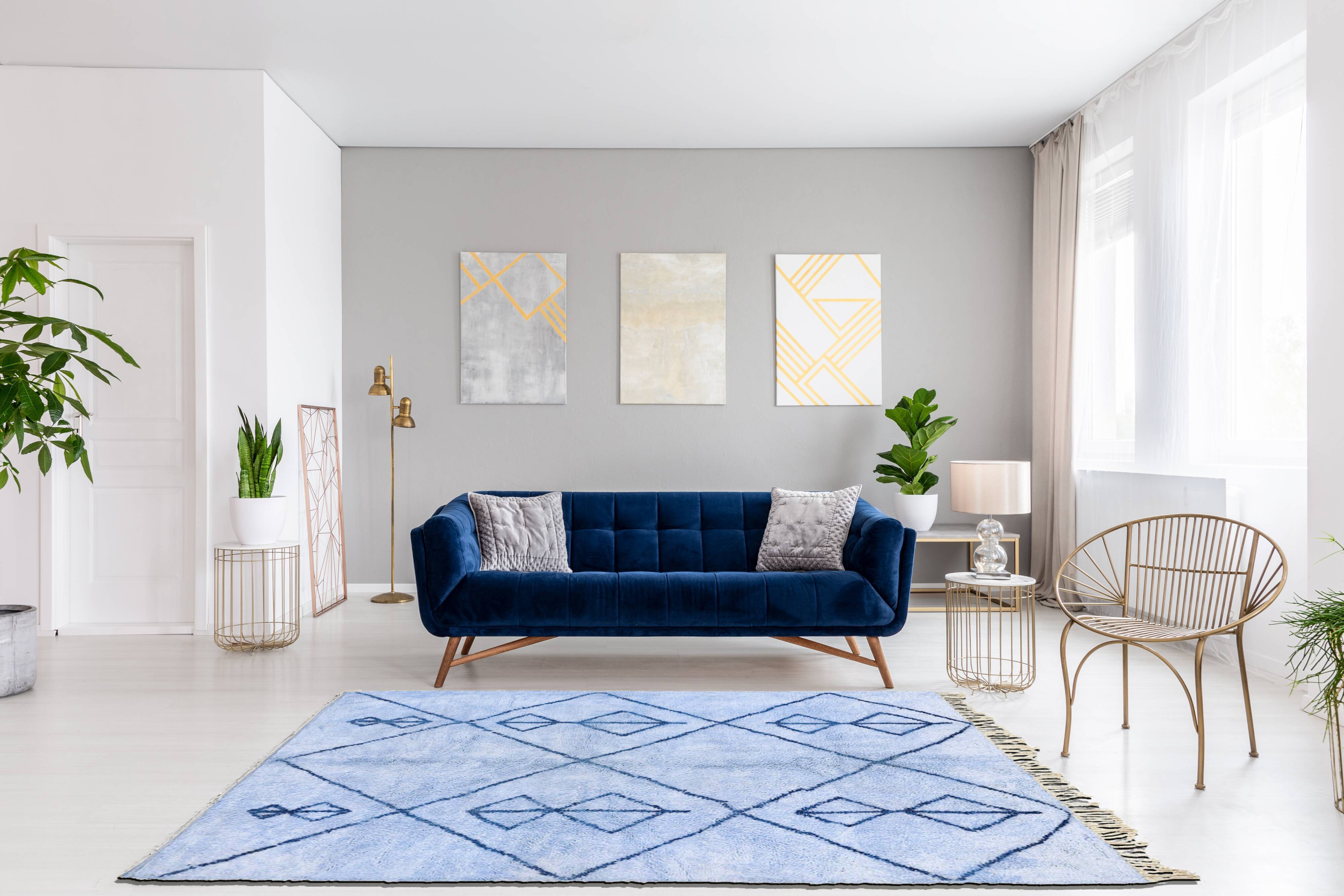 Modern Moroccan carpet blue contemporary art 150x180cm