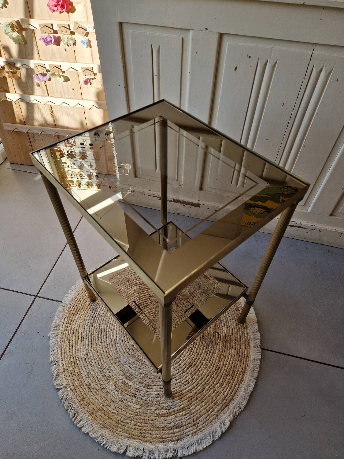 Gold brass side table  
Accent table