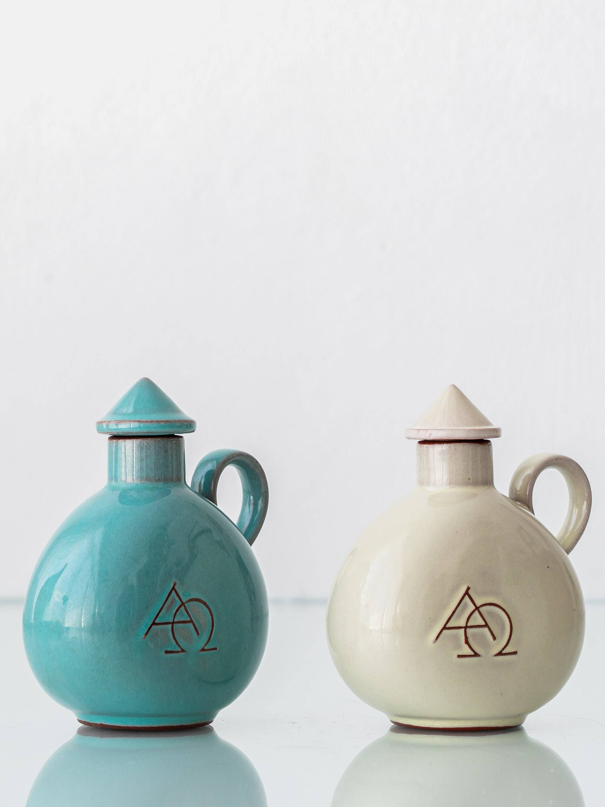 Bauhaus Ceramic Alpha Omega Cruet Pair by Theodor Bogler, 1948-1968